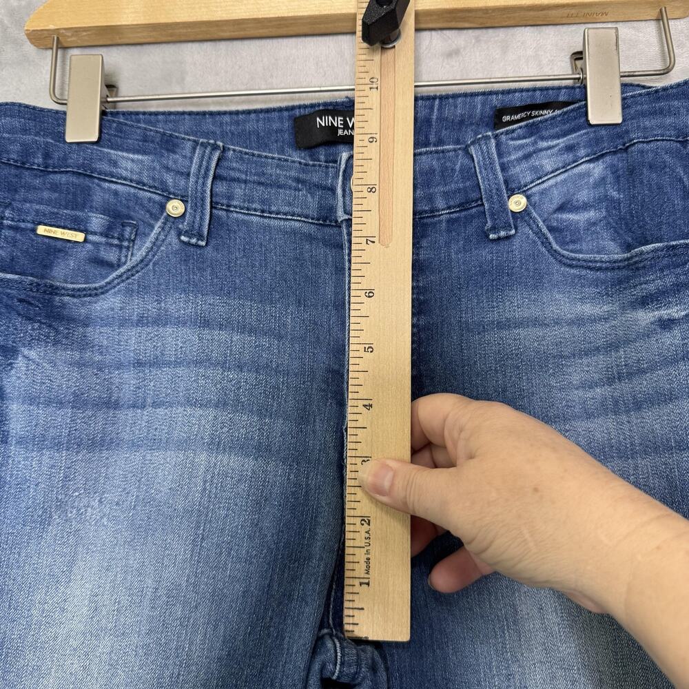 Nine West Jeans Womens 6 Blue Gramercy Skinny Ankle Stretch Denim Distressed - Picture 11 of 13